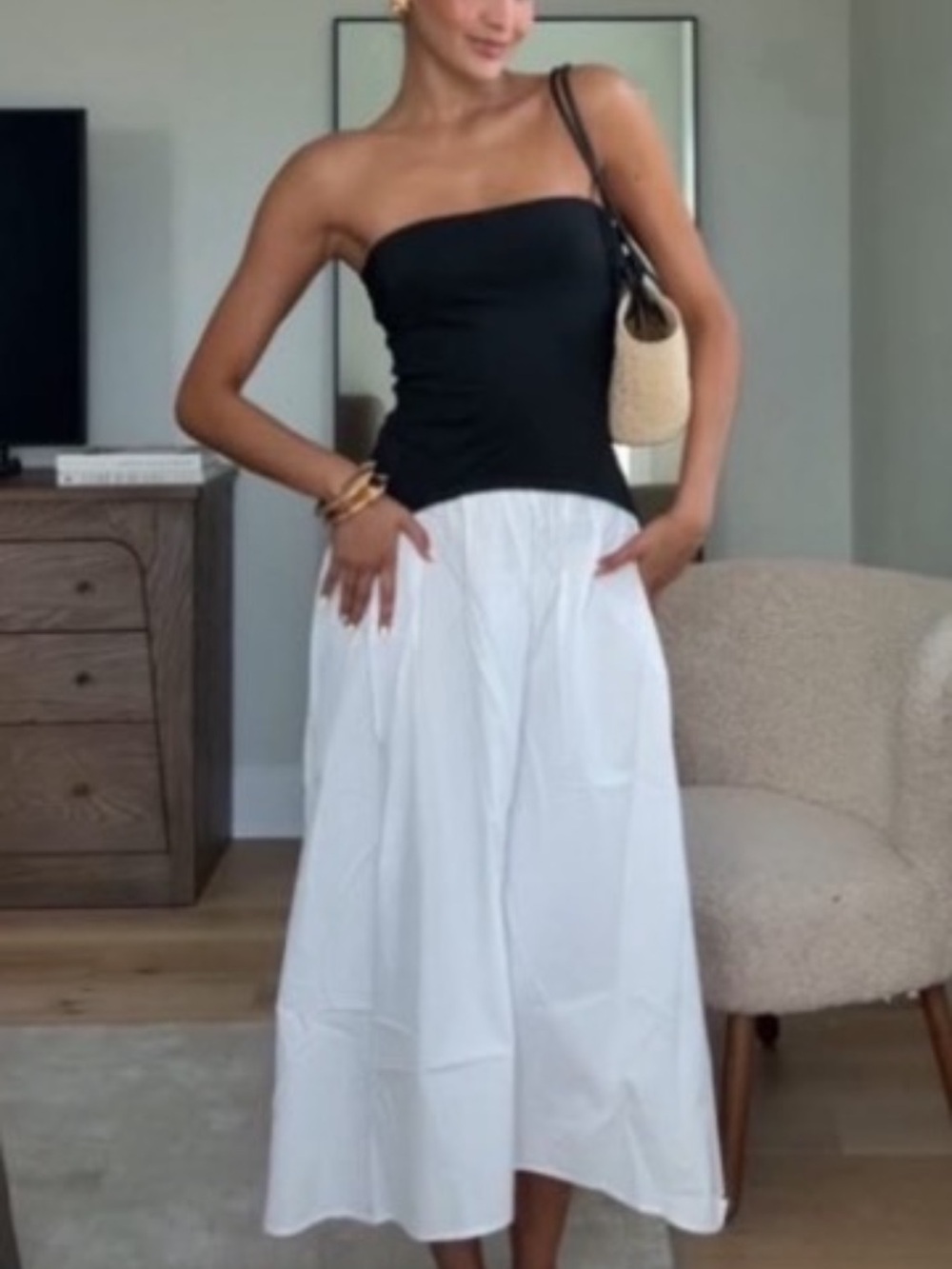 Cupshe Black and White Midi Dress